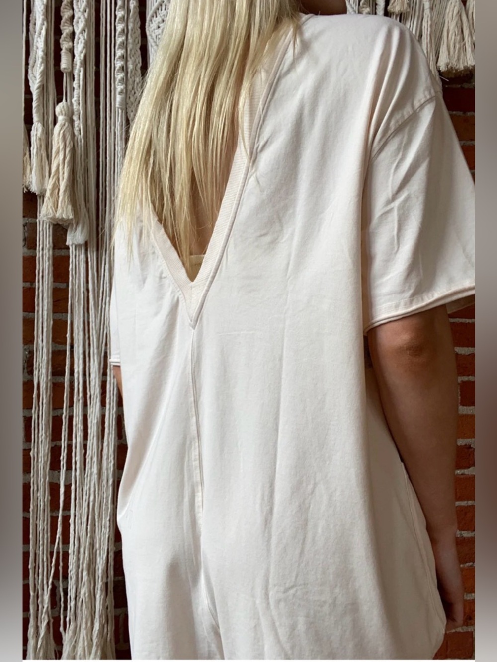 Free People Hot Shot Tee Romper XS Oversized Bleach Clay One Piece - Picture 7 of 16
